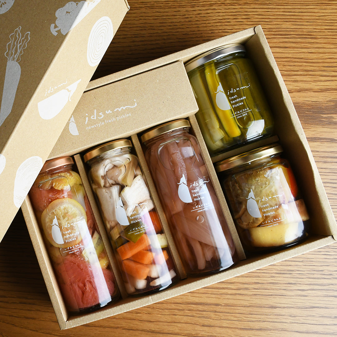 【送料無料】いずみピクルス＆フルーツ5本セット（BOX＆送料込み）